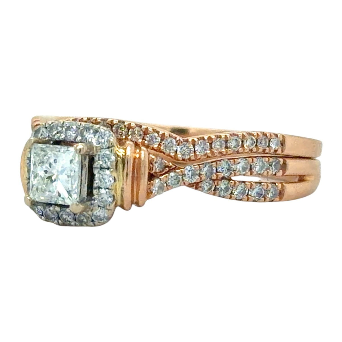 1ctw Diamond Bridal Wedding Ring Set 14k Rose Gold 6.0g Size 8.5