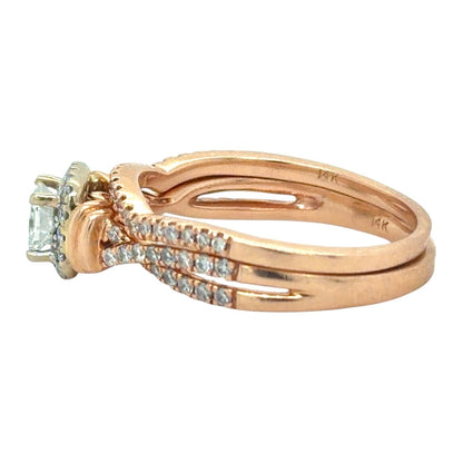 1ctw Diamond Bridal Wedding Ring Set 14k Rose Gold 6.0g Size 8.5