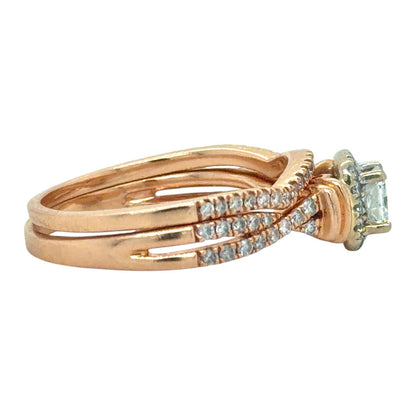 1ctw Diamond Bridal Wedding Ring Set 14k Rose Gold 6.0g Size 8.5