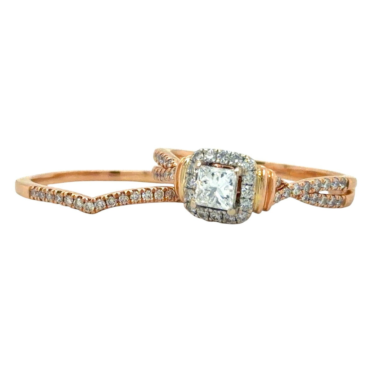 1ctw Diamond Bridal Wedding Ring Set 14k Rose Gold 6.0g Size 8.5