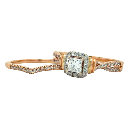 1ctw Diamond Bridal Wedding Ring Set 14k Rose Gold 6.0g Size 8.5
