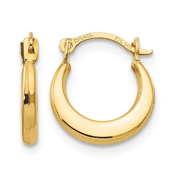 14K Yellow Gold Small Hoop Earrings 10mm x 12mm