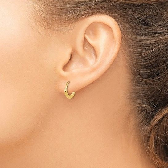 14K Yellow Gold Small Hoop Earrings 10mm x 12mm