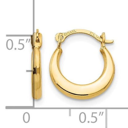 14K Yellow Gold Small Hoop Earrings 10mm x 12mm