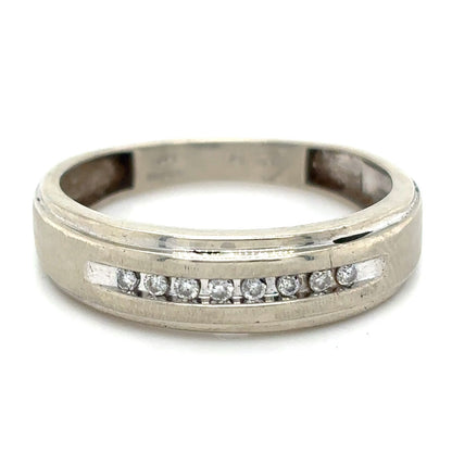 10k White Gold 1/10ctw Diamond Wedding Band 2.6g Size 10.25