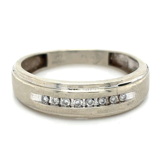 10k White Gold 1/10ctw Diamond Wedding Band 2.6g Size 10.25