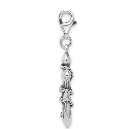 Sterling Silver 3-D Antiqued Anchor & Rope Charm lobster clasp