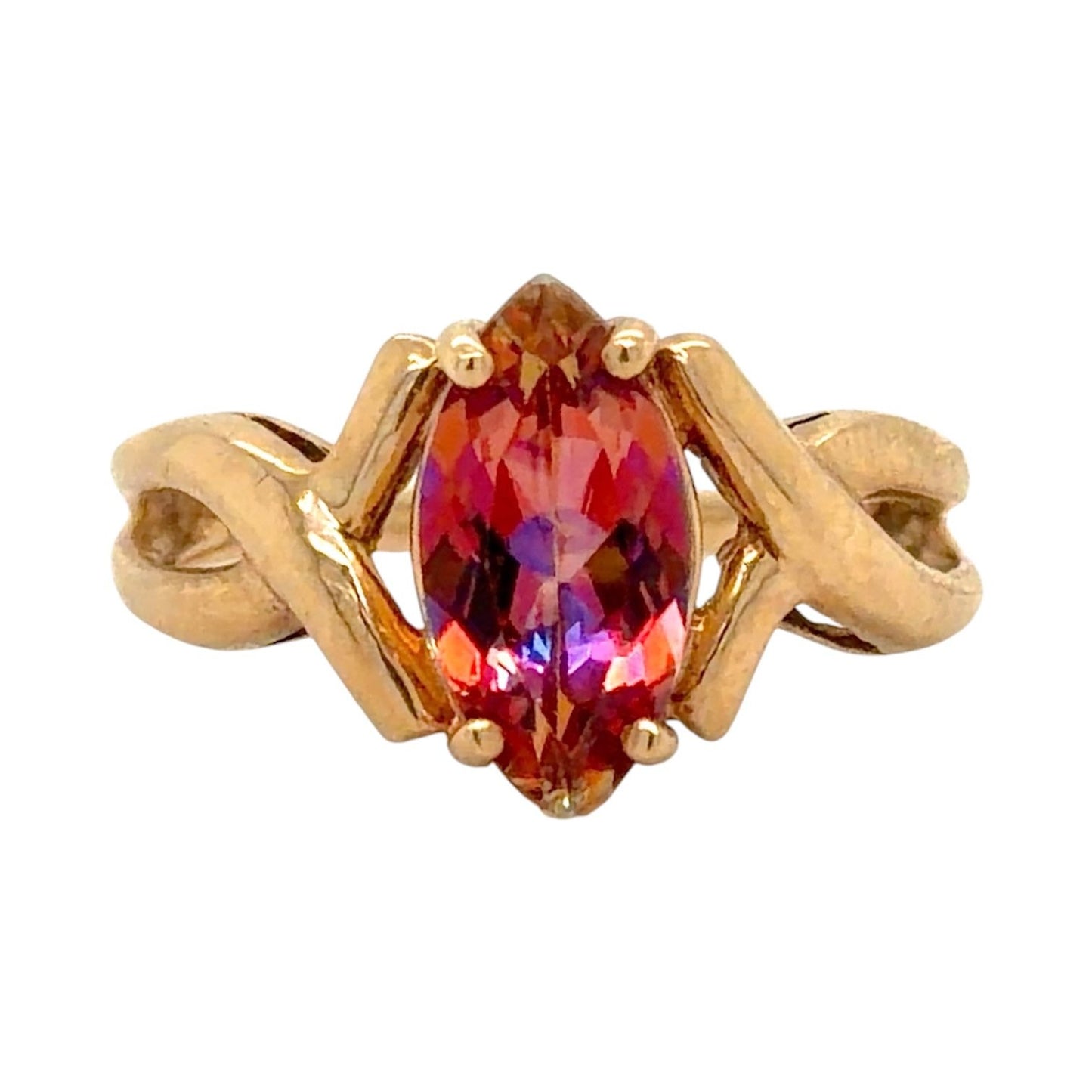 Multi-Color Topaz Solitaire 10k Yellow Gold Ring 2.9g Size 7.25