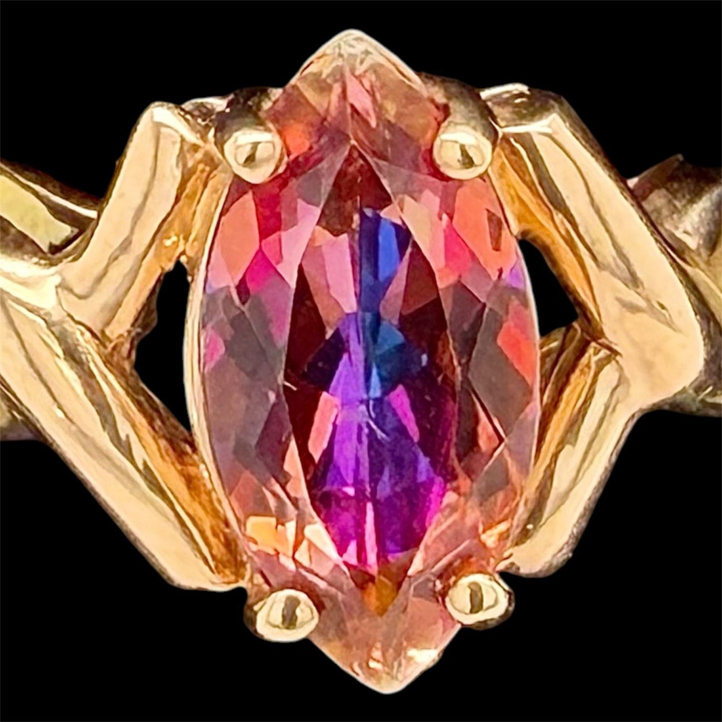 Multi-Color Topaz Solitaire 10k Yellow Gold Ring 2.9g Size 7.25