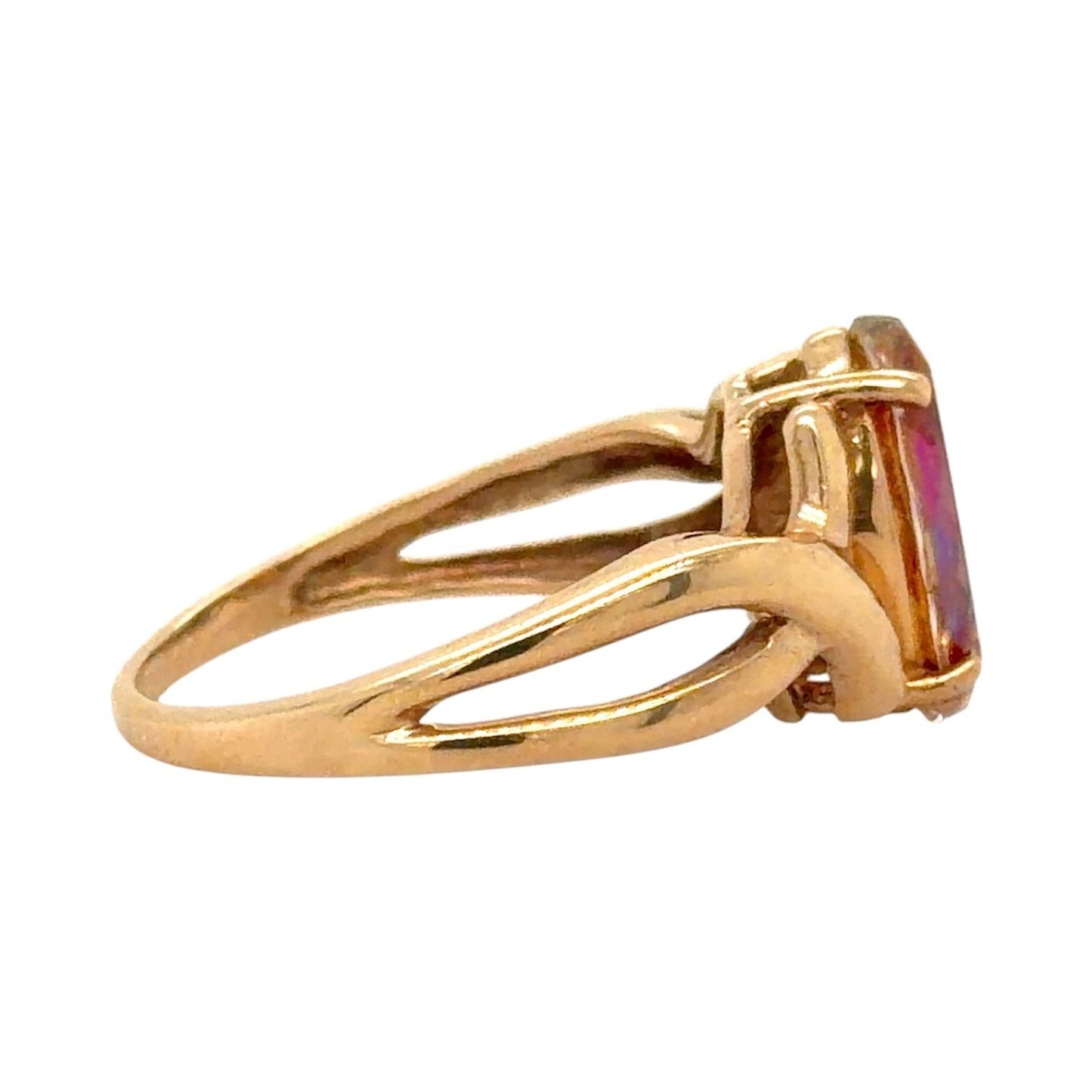 Multi-Color Topaz Solitaire 10k Yellow Gold Ring 2.9g Size 7.25