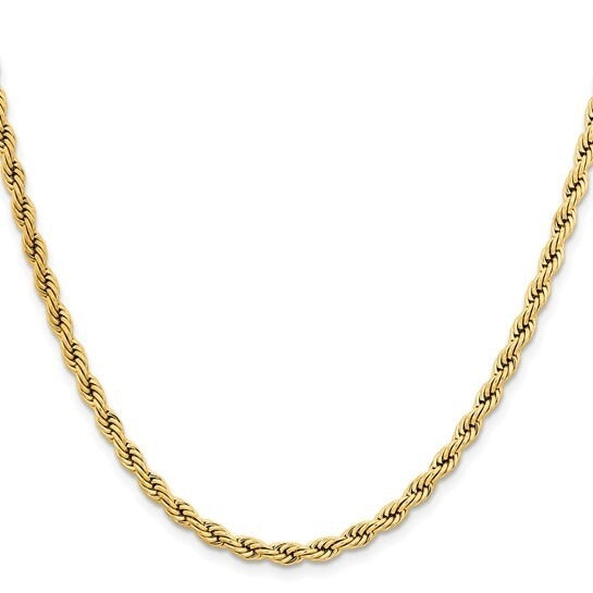 Chisel Stainless Steel Yellow IP-plated 4mm Rope 22" Necklace