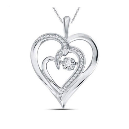 Sterling Silver Diamond Heart Pendant .03 ctw Twinkle Moving Design