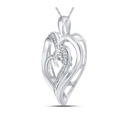 Sterling Silver Diamond Heart Pendant .03 ctw Twinkle Moving Design
