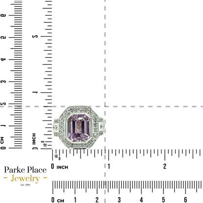 Kunzite & 1/3ctw Diamond 14K White Gold Ring 16.8g Size 7