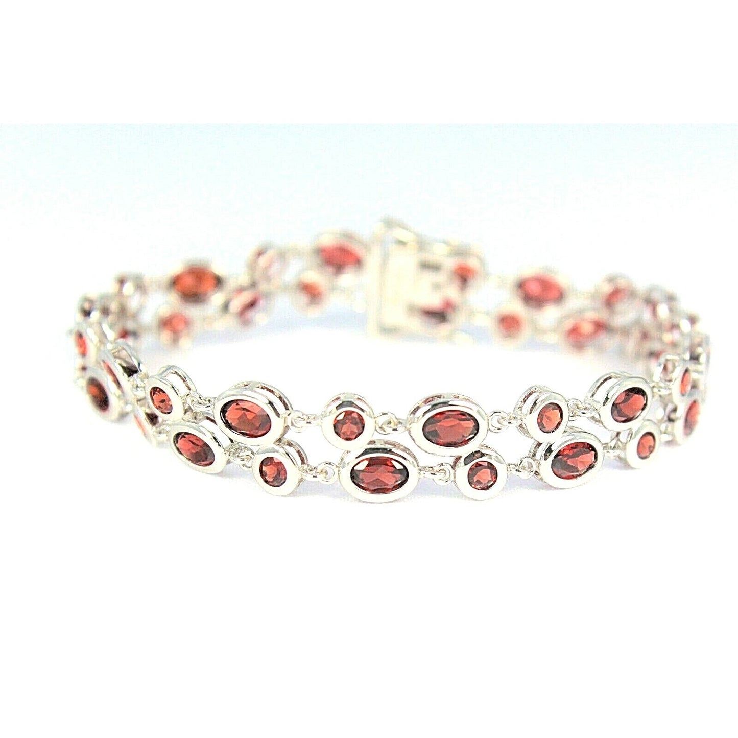 Garnet Bracelet REAL SOLID .925 STERLING SILVER 16.3 g