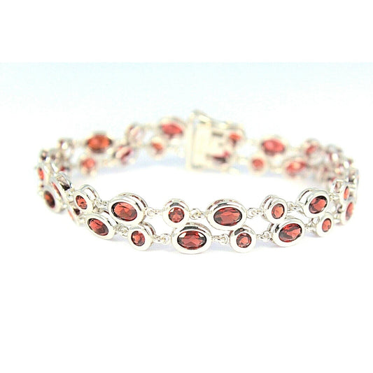 Garnet Bracelet REAL SOLID .925 STERLING SILVER 16.3 g