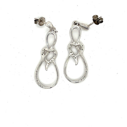 Sterling Silver Infinity Heart Dangle Earrings 0.10ctw 1.5in
