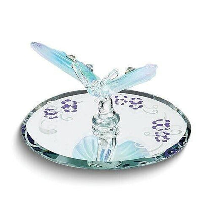 Glass Baron Blue & Purple Butterfly with Crystals Handcrafted Glass Figurine