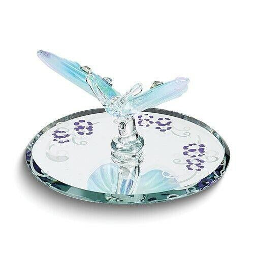 Glass Baron Blue & Purple Butterfly with Crystals Handcrafted Glass Figurine