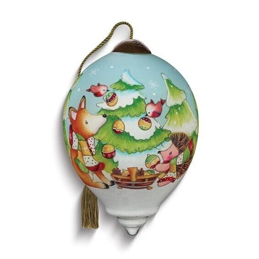Ne'Qwa Art Friends Make the Season Bright by Helz Cuppleditch Glass Ornament