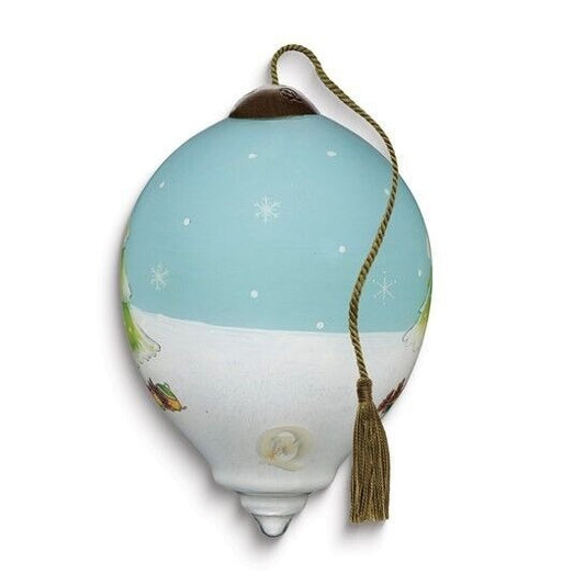 Ne'Qwa Art Friends Make the Season Bright by Helz Cuppleditch Glass Ornament