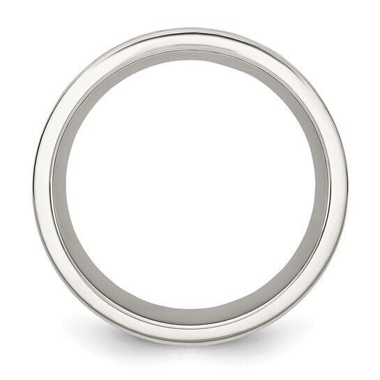 Chisel Stainless Steel Polished Wood Inlay Deer Design 8mm Band Ring Size 13