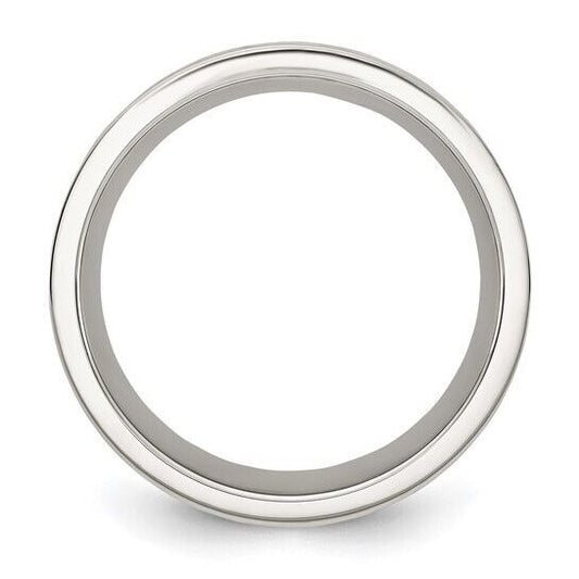 Chisel Stainless Steel Polished Wood Inlay Deer Design 8mm Band Ring Size 13