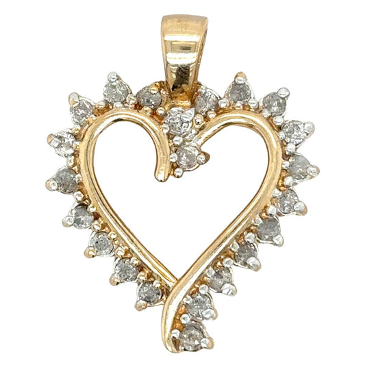1/2ct Diamond Heart 10k Yellow Gold Pendant 3.0g