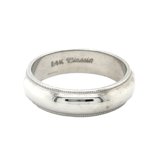 5.6mm Wedding Band Ring 14K White Gold 6.7g Size 8.75