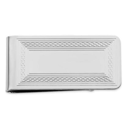 Rhodium-Plated Kelly Waters Patterned Border Money Clip