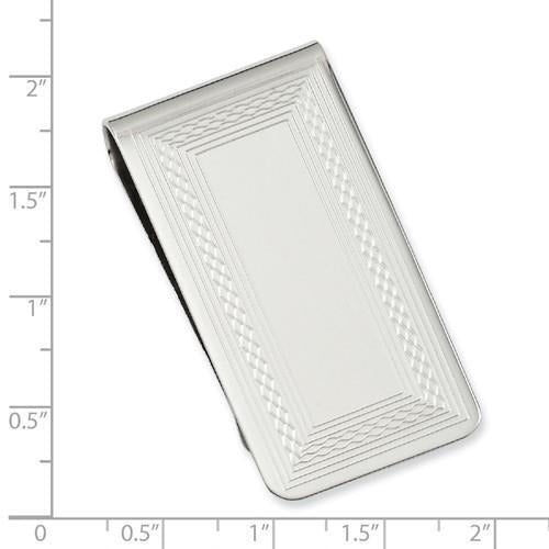 Rhodium-Plated Kelly Waters Patterned Border Money Clip
