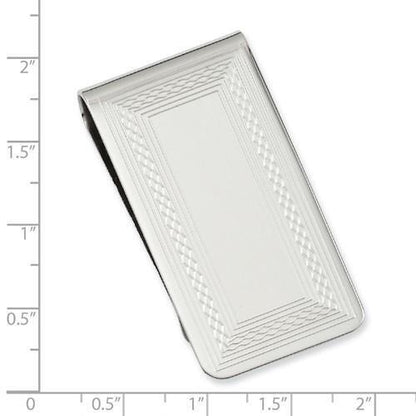 Rhodium-Plated Kelly Waters Patterned Border Money Clip