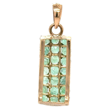 Emerald 14k Yellow Gold Bar Pendant 2.9g