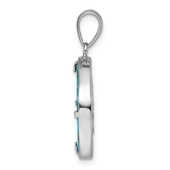 Sterling Silver Rhodium-Plated Turquoise Tree Of Life Pendant