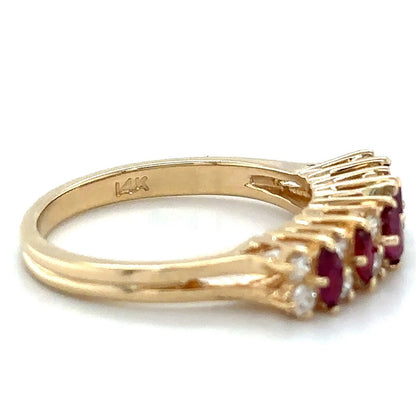 3/4ct Ruby & Diamond 14K Yellow Gold Ring 3.2g Size 6.75