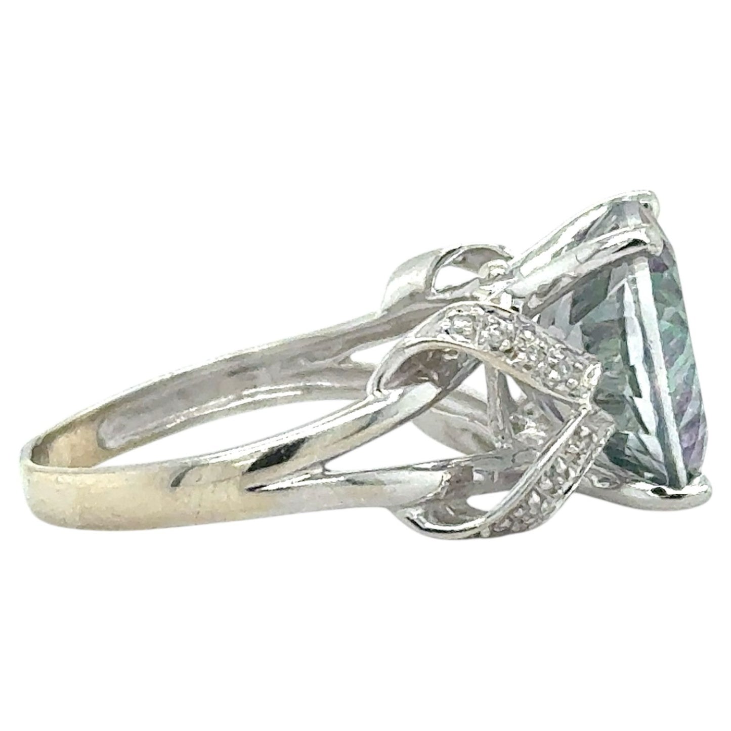Mystic Topaz & Diamonds 14k White Gold Ring 4.5g Size 8.25