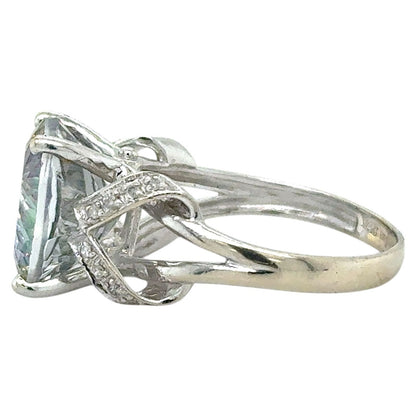 Mystic Topaz & Diamonds 14k White Gold Ring 4.5g Size 8.25
