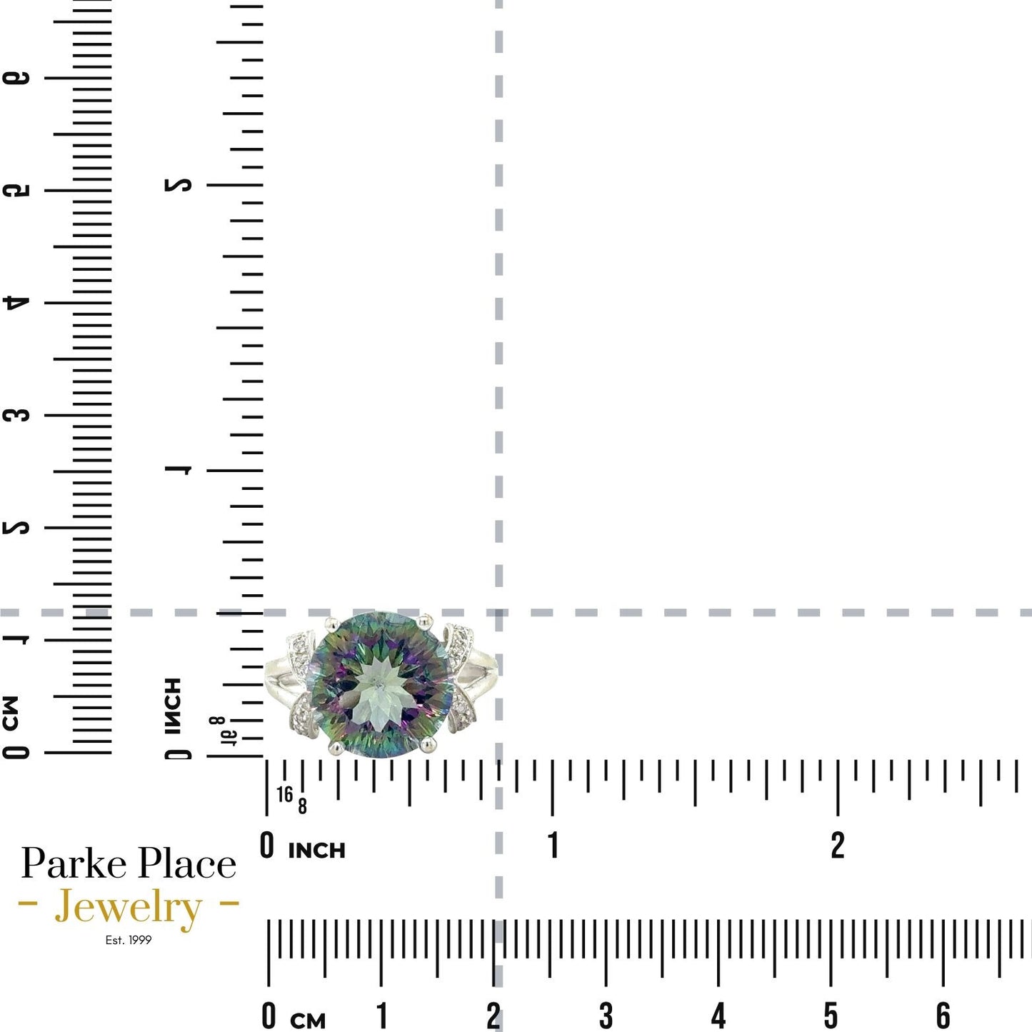 Mystic Topaz & Diamonds 14k White Gold Ring 4.5g Size 8.25