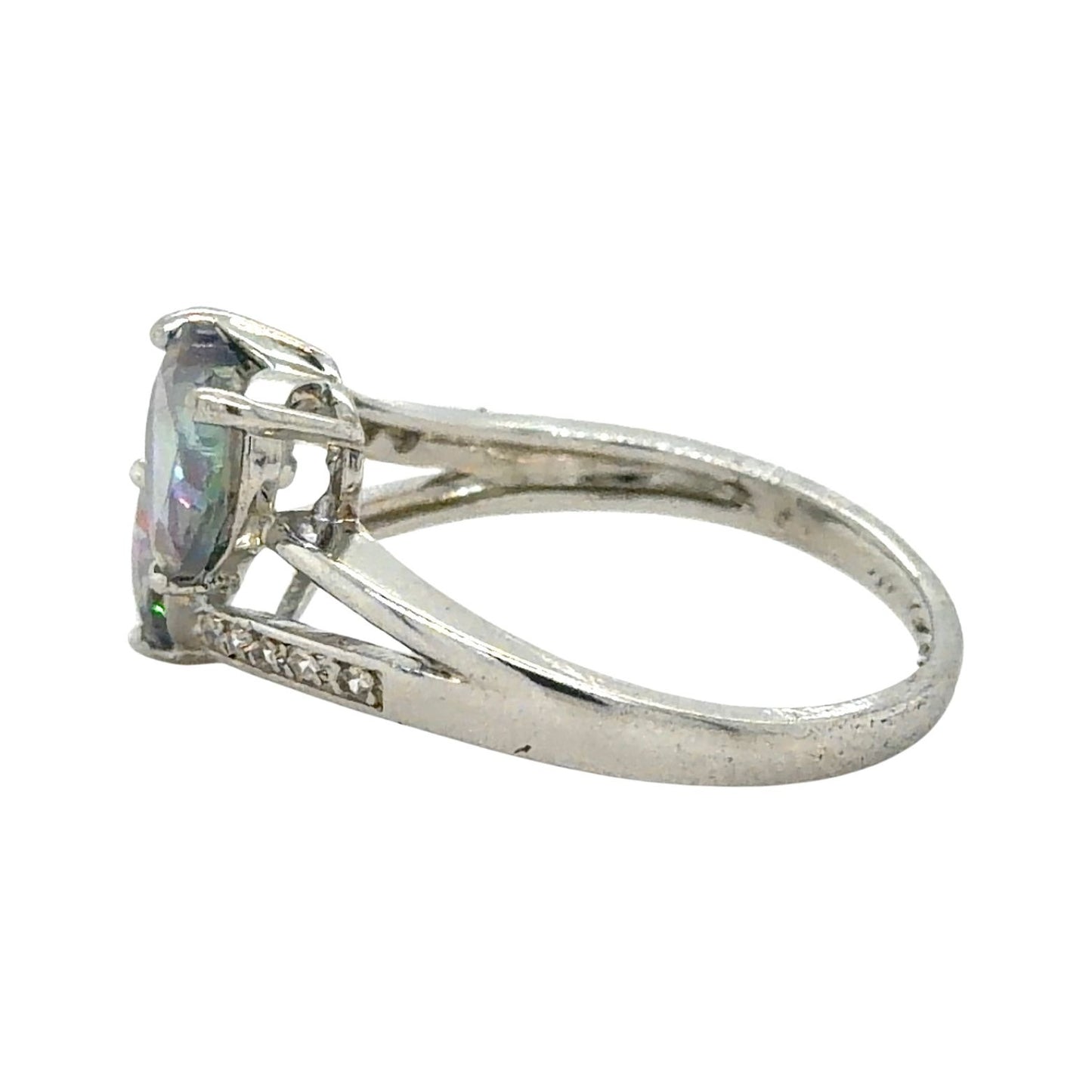 Colorful Heart Stones With Accent Cubic Zirconias Sterling Silver Ring Size 7