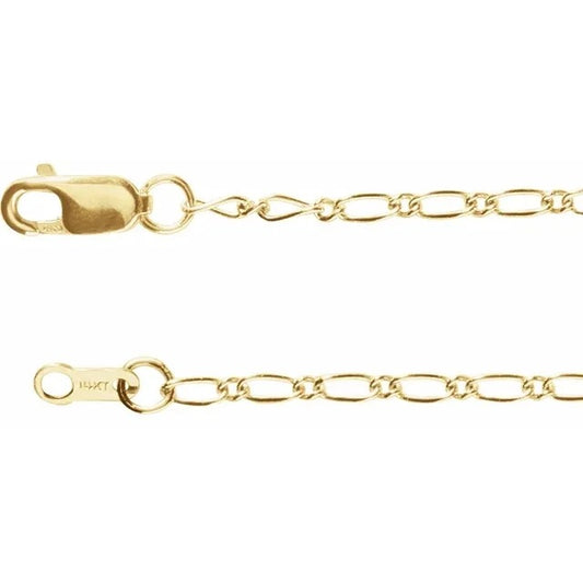 14K Yellow Gold-Filled 1.5 Mm Figaro Chain With Lobster Clasp 18 Inches Long