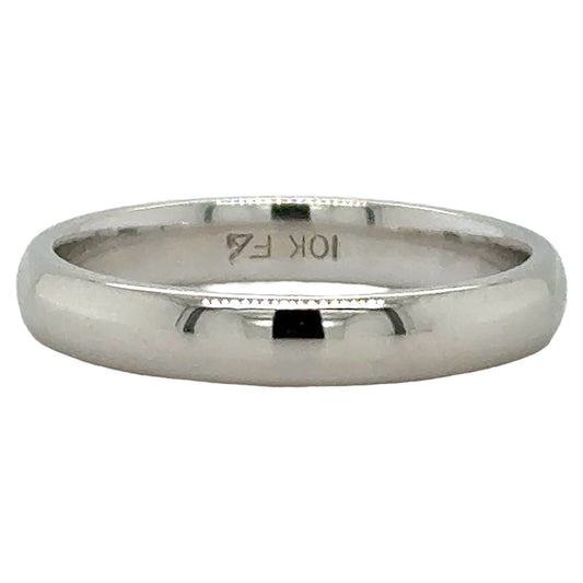 3mm 10k White Gold Wedding Band 2.3g Size 5.25
