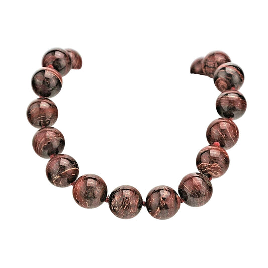 Jasper 12 mm Bead Necklace Adjustable 16" - 19" inches Sterling Silver Clasp