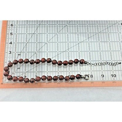 Jasper 12 mm Bead Necklace Adjustable 16" - 19" inches Sterling Silver Clasp