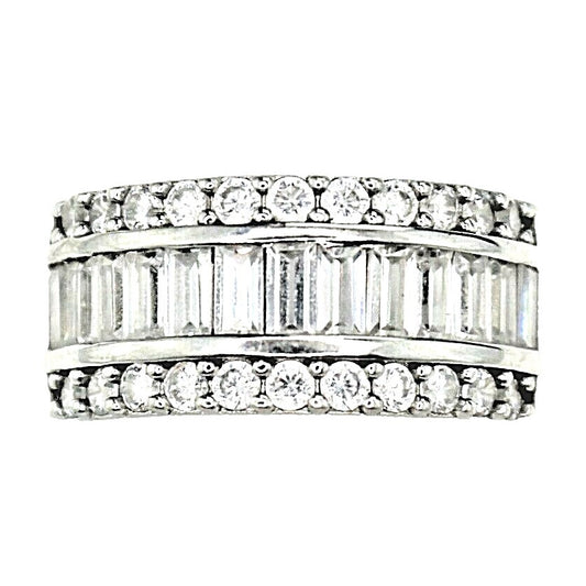 Cubic Zirconia Band Ring .925 Sterling Silver 5.8g Size 7