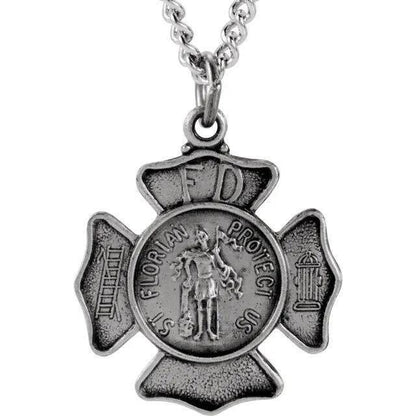 Sterling Silver St. Florian 18 inch Chain  Fireman Medal Necklace Pendant