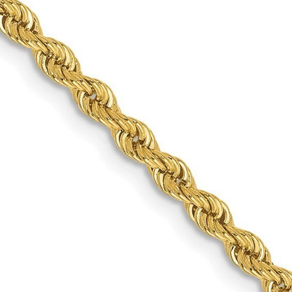 2.5mm Diamond Cut Rope 18" Chain 10k Yellow Gold