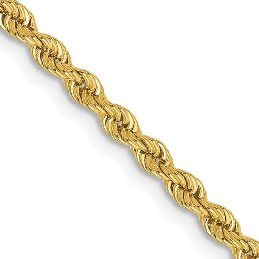 2.5mm Diamond Cut Rope 18" Chain 10k Yellow Gold