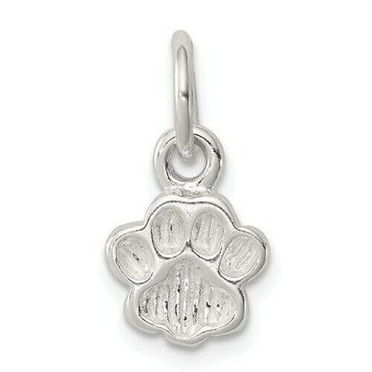 Sterling Silver Textured Paw Print Charm 925