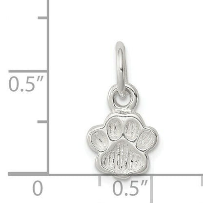 Sterling Silver Textured Paw Print Charm 925