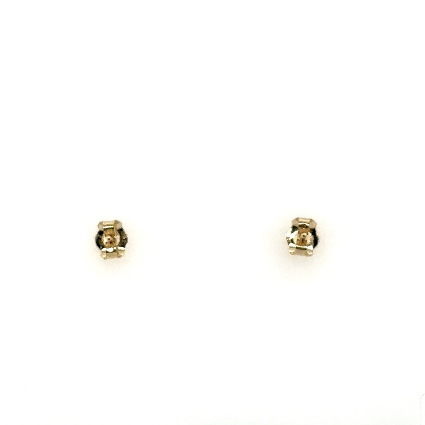 10K Yellow Gold Red Garnet & Diamond Stud Earrings 1.3g